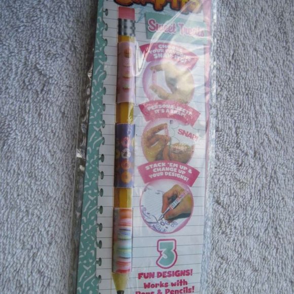 Snap Its Plastic Pencil Pen Decorations Grips Sweet Treats Cupcake Donut Designs - Picture 2 of 7